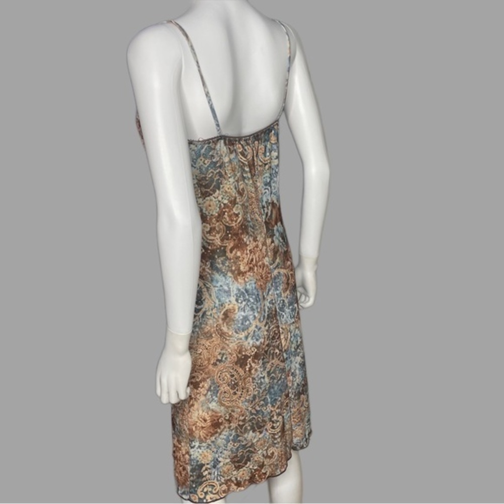 Y2K Poetry Blue/Brown‎ Floral Paisley Print Midi Dress - Picture 3 of 5